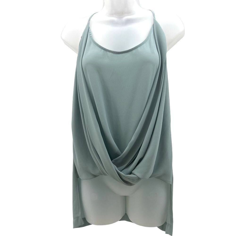 BCBGMaxAzria Soft Blue Green Sleeveless Draped Top